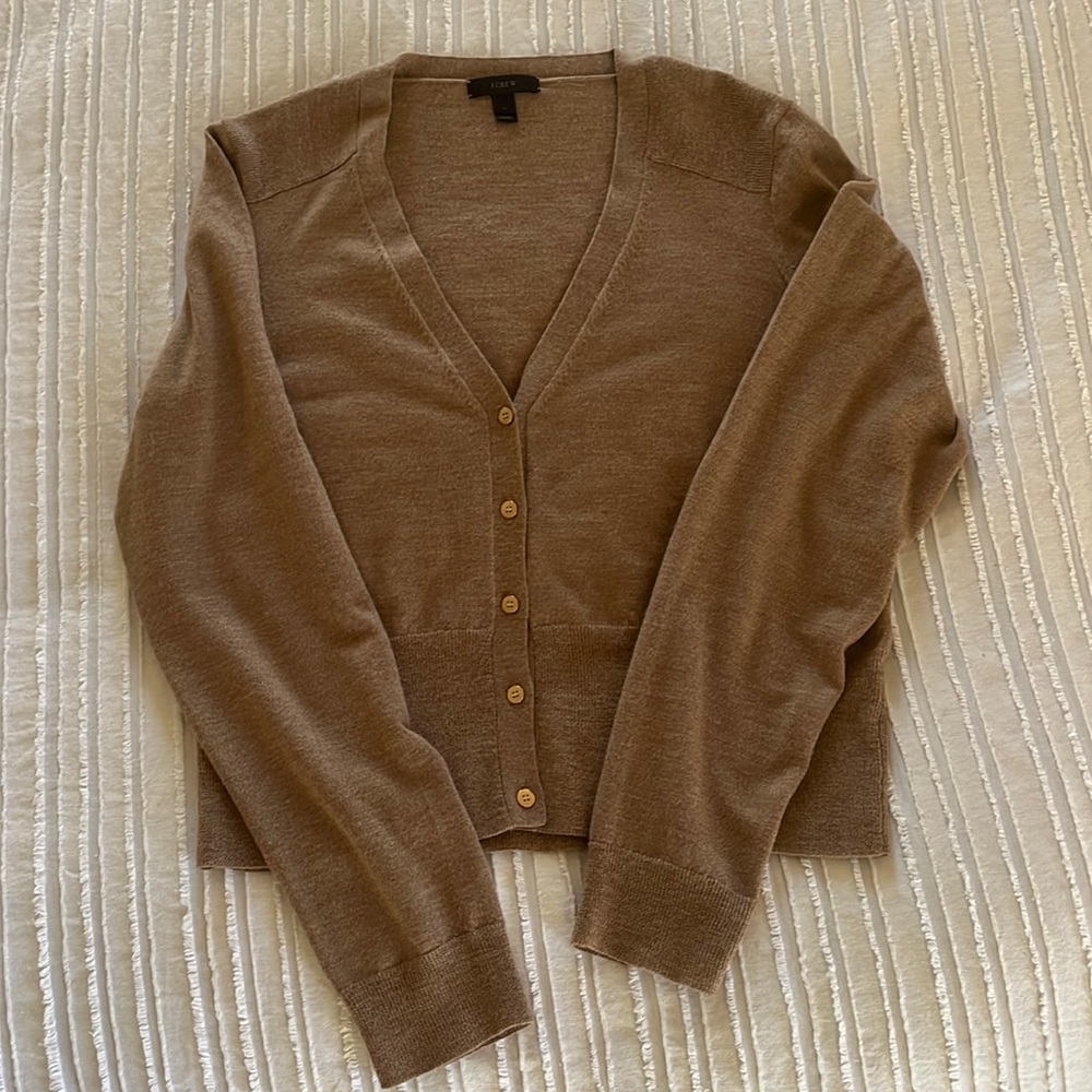 J. Crew Cropped V-Neck Merino Wool Caridgan